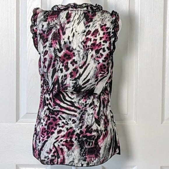 SIGNATURE BY LARRY LEVINE Women's Sleeveless Blouse Top Size S Purple Print - Picture 2 of 5